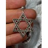 925 Sterling Silver Marcasite Star Of David Pendant Length 1.8 Inch