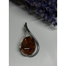 925 Sterling Silver Amber & CZ Brooch