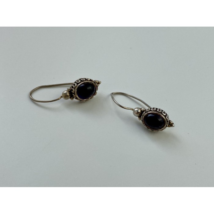Vintage 925 Sterling Silver Agate Earrings