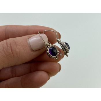 Vintage 925 Sterling Silver Agate Earrings