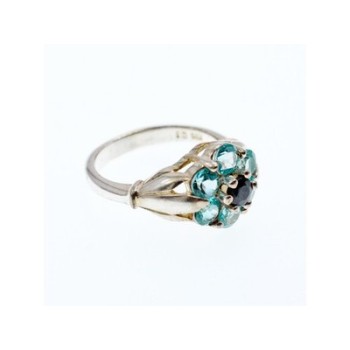 925 Sterling Silver Topaz & Black Onyx Ring Size 7