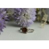 925 Sterling Silver Hessonite & CZ Ring Size 8