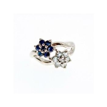 925 Sterling Silver Blue Sapphire & White Topaz 