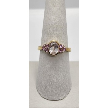 925 Sterling Silver Quartz & Topaz Ring Size 7.5