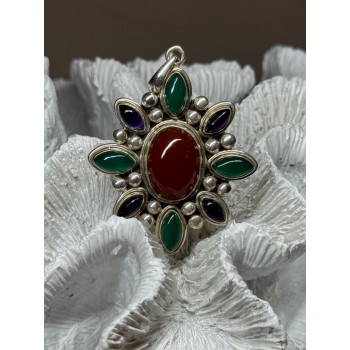 925 STERLING SILVER AGATE PENDANT LENGTH 2.3 Inch