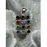 925 Sterling Silver Multicolor Spinel Pendant Length 1.3 Inch