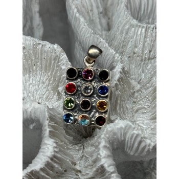 925 Sterling Silver Multicolor Spinel Pendant Length 1.3 Inch
