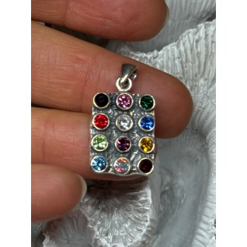 925 Sterling Silver Multicolor Spinel Pendant Length 1.3 Inch