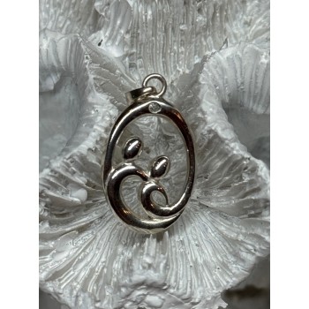 925 Sterling Silver Diamond Pendant Length 1.3 Inch
