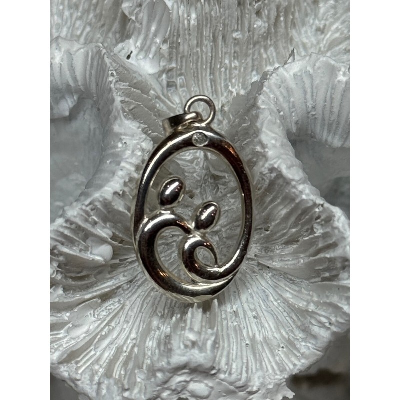 925 Sterling Silver Diamond Pendant Length 1.3 Inch