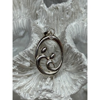 925 Sterling Silver Diamond Pendant Length 1.3 Inch