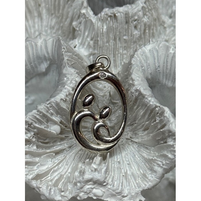 925 Sterling Silver Diamond Pendant Length 1.3 Inch