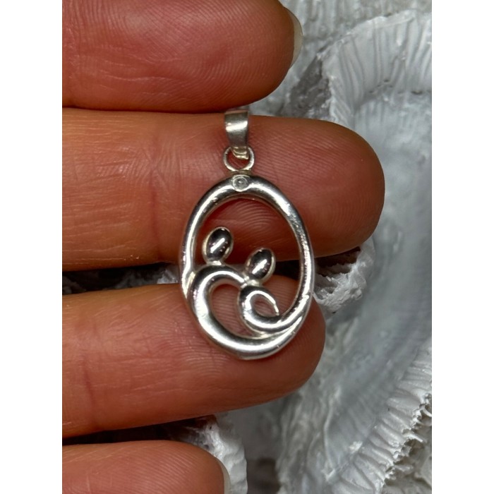 925 Sterling Silver Diamond Pendant Length 1.3 Inch