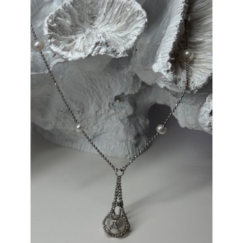 925 STERLING SILVER PEARLS NECKLACE LENGTH 18 INCH ELEGANT