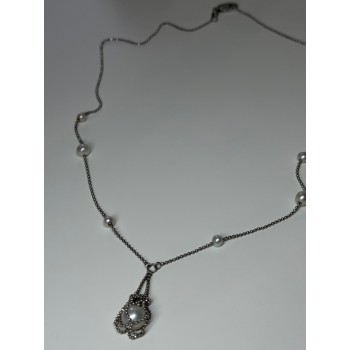 925 STERLING SILVER PEARLS NECKLACE LENGTH 18 INCH ELEGANT