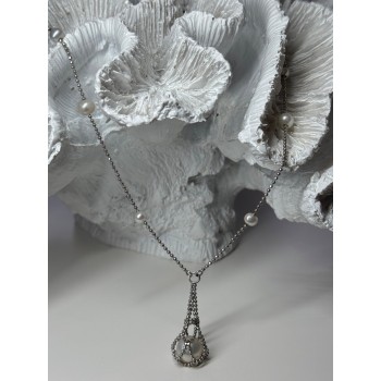 925 STERLING SILVER PEARLS NECKLACE LENGTH 18 INCH ELEGANT