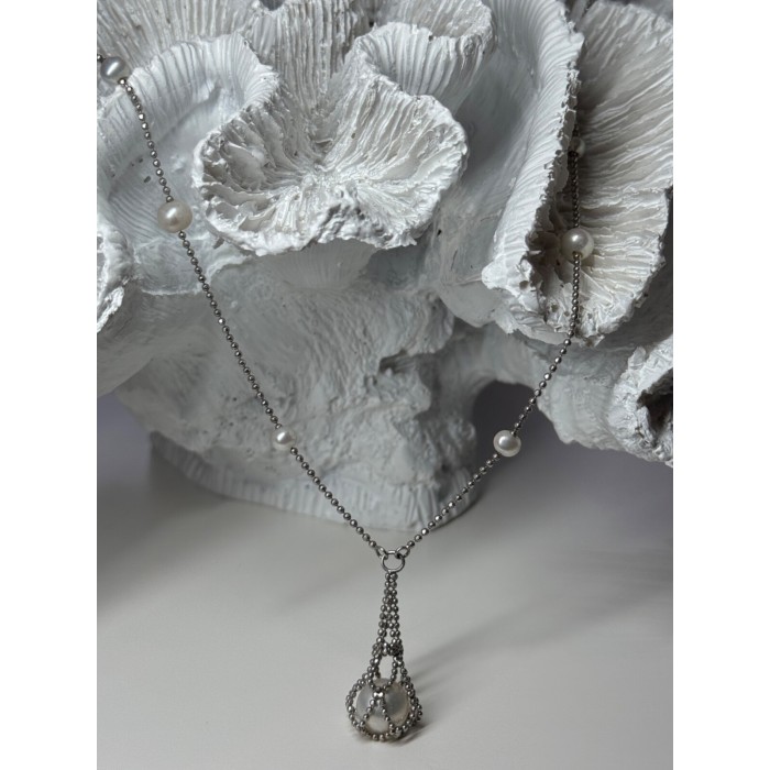 925 STERLING SILVER PEARLS NECKLACE LENGTH 18 INCH ELEGANT