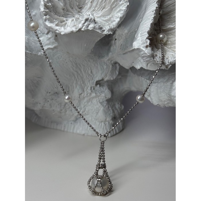 925 STERLING SILVER PEARLS NECKLACE LENGTH 18 INCH ELEGANT