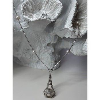 925 STERLING SILVER PEARLS NECKLACE LENGTH 18 INCH ELEGANT