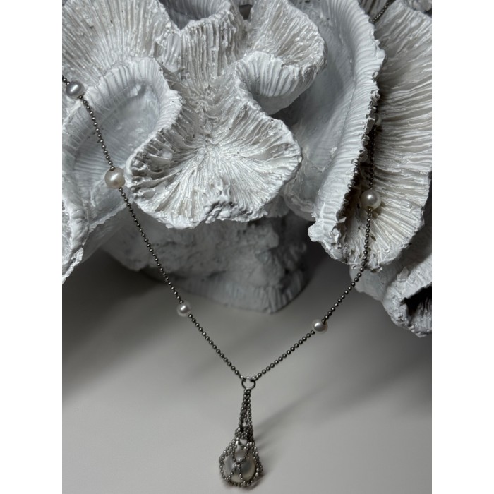 925 STERLING SILVER PEARLS NECKLACE LENGTH 18 INCH ELEGANT