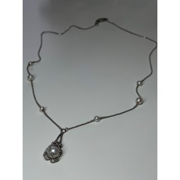 925 STERLING SILVER PEARLS NECKLACE LENGTH 18 INCH ELEGANT