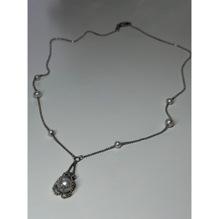 925 STERLING SILVER PEARLS NECKLACE LENGTH 18 INCH ELEGANT