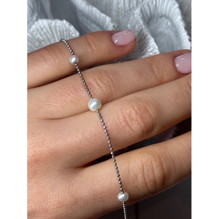 925 STERLING SILVER PEARLS NECKLACE LENGTH 18 INCH ELEGANT