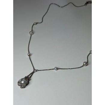 925 STERLING SILVER PEARLS NECKLACE LENGTH 18 INCH ELEGANT