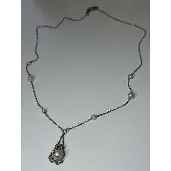 925 STERLING SILVER PEARLS NECKLACE LENGTH 18 INCH ELEGANT