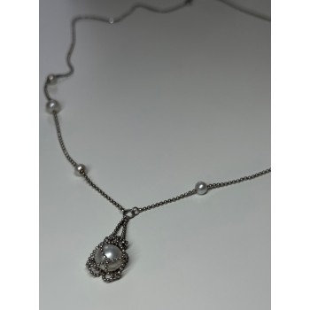 925 STERLING SILVER PEARLS NECKLACE LENGTH 18 INCH ELEGANT