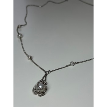 925 STERLING SILVER PEARLS NECKLACE LENGTH 18 INCH ELEGANT