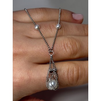 925 STERLING SILVER PEARLS NECKLACE LENGTH 18 INCH ELEGANT