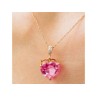 10K YELLOW GOLD PINK SAPPHIRE & DIAMOND PENDANT