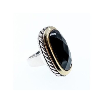 925 STERLING SILVER BLACK NEPHRITE ( JADE ) RING SIZE 7