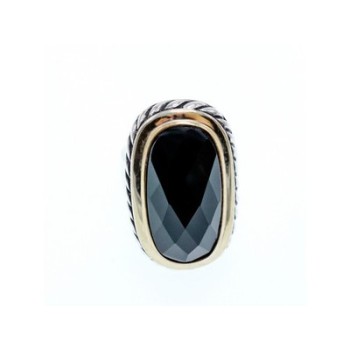 925 STERLING SILVER BLACK NEPHRITE ( JADE ) RING SIZE 7