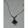 925 Sterling Silver Lapis Lazuli Necklace Length 19 In