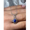 925 Sterling Silver Lapis Lazuli Necklace Length 19 In