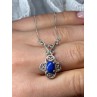 925 Sterling Silver Lapis Lazuli Necklace Length 19 In