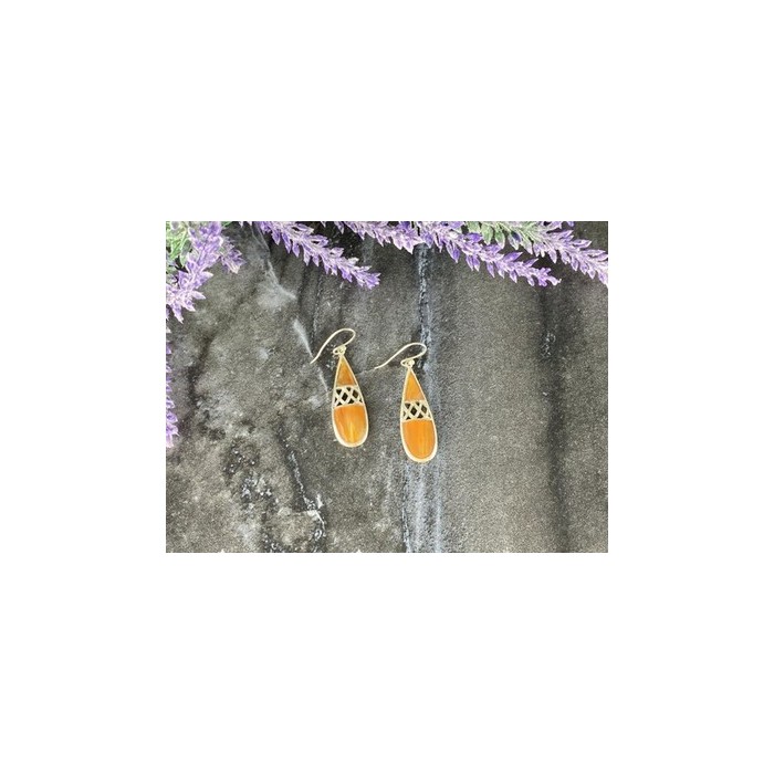 Vintage 925 Sterling Silver Agate Earrings