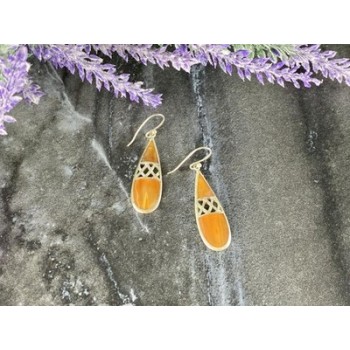 Vintage 925 Sterling Silver Agate Earrings