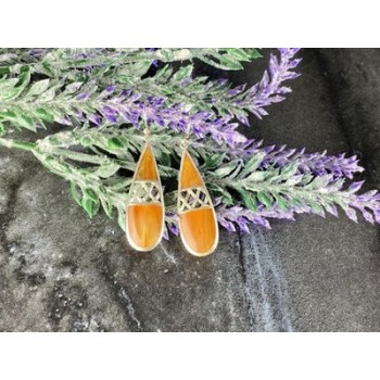 Vintage 925 Sterling Silver Agate Earrings