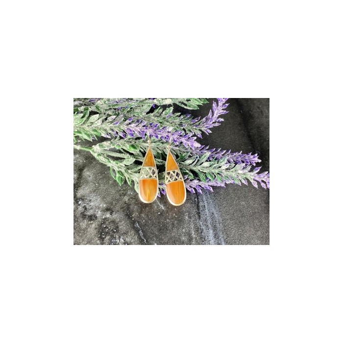 Vintage 925 Sterling Silver Agate Earrings