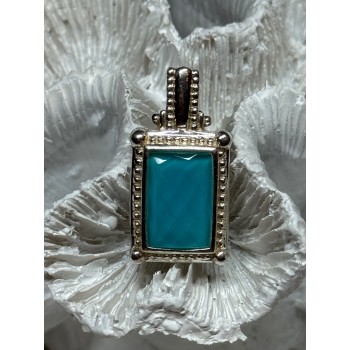 925 Sterling Silver Turquoise Pendant Length 1.3 Inch