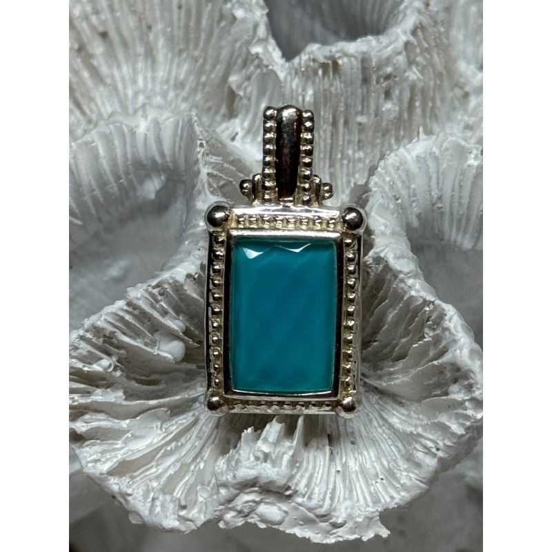 925 Sterling Silver Turquoise Pendant Length 1.3 Inch