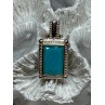 925 Sterling Silver Turquoise Pendant Length 1.3 Inch