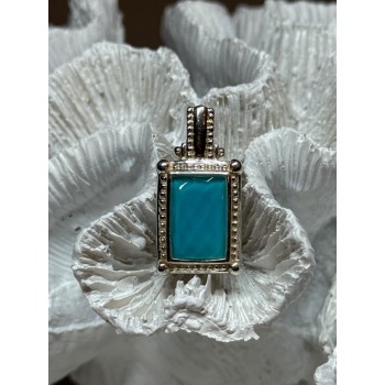 925 Sterling Silver Turquoise Pendant Length 1.3 Inch