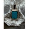 925 Sterling Silver Turquoise Pendant Length 1.3 Inch
