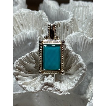 925 Sterling Silver Turquoise Pendant Length 1.3 Inch