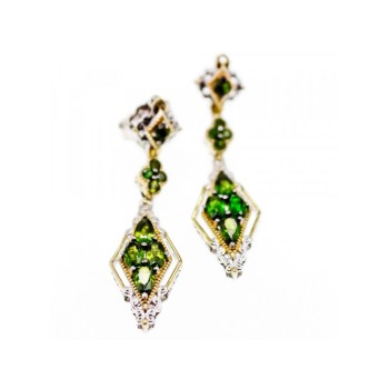 925 STERLING SILVER GOLD PLATED EMERALD EARRINGS