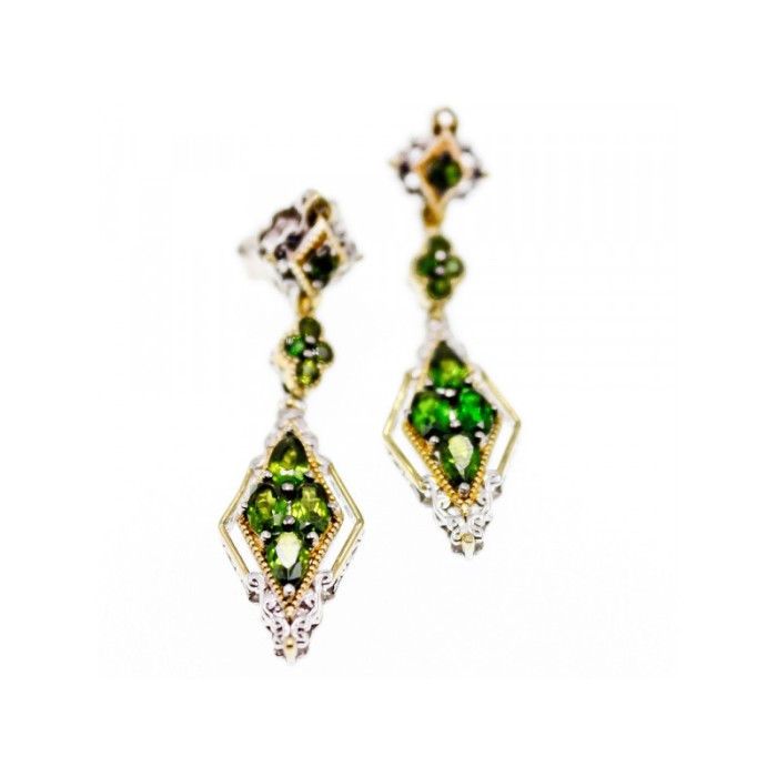 925 STERLING SILVER GOLD PLATED EMERALD EARRINGS
